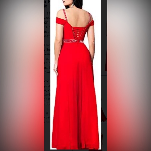 Red long formal evening gown - Picture 8 of 9